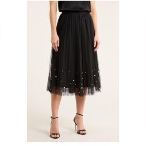 NWT DR2 by Daniel Rainn
Women's Black Imitation Pearl Tulle Skirt